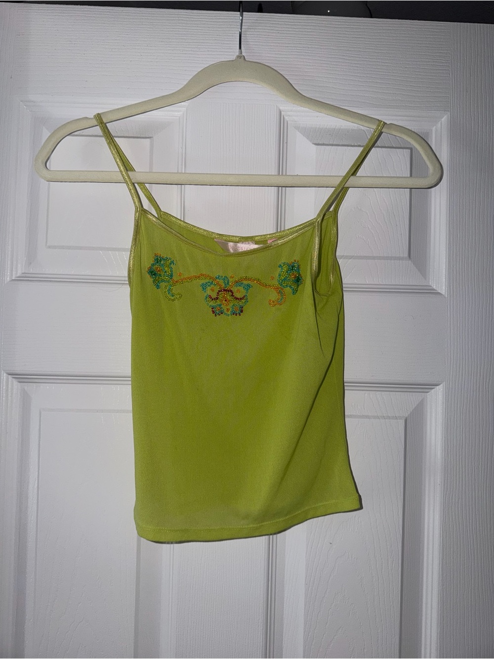 Victoria's Secret Lime Green Mesh Beaded Tank Top